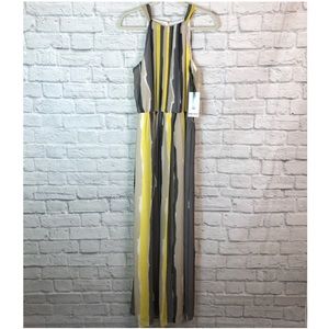 NWT Nine West size 10 yellow striped maxi dress
